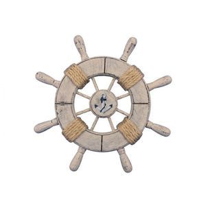 Rustic Decorative Ship Wheel With Anchor 9""